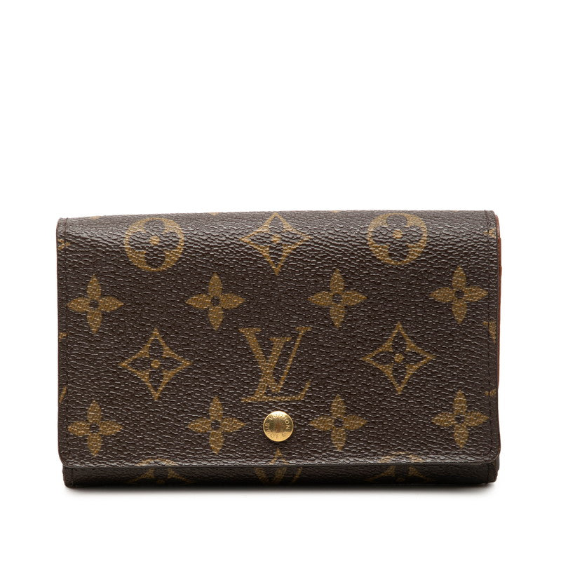 ルイ ヴィトン モノグラム ポルトフォイユ トレゾール 二つ折り財布 M61736 ブラウン PVC レザー レディース LOUIS VUITTON 【中古】