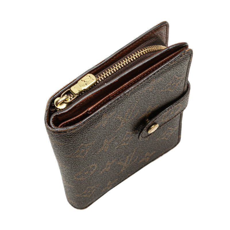 ルイ ヴィトン モノグラム ポルトパピエ ジップ 二つ折り財布 M61207 ブラウン PVC レザー レディース LOUIS VUITTON 【中古】
