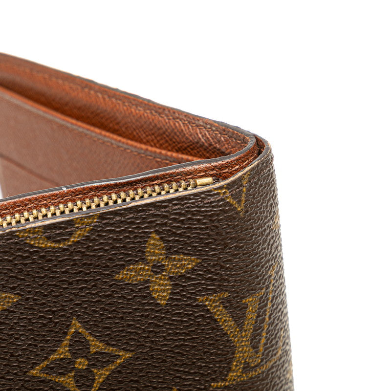 ルイ ヴィトン モノグラム ポルトパピエ ジップ 二つ折り財布 M61207 ブラウン PVC レザー レディース LOUIS VUITTON 【中古】