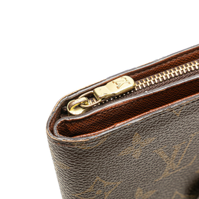 ルイ ヴィトン モノグラム ポルトパピエ ジップ 二つ折り財布 M61207 ブラウン PVC レザー レディース LOUIS VUITTON 【中古】
