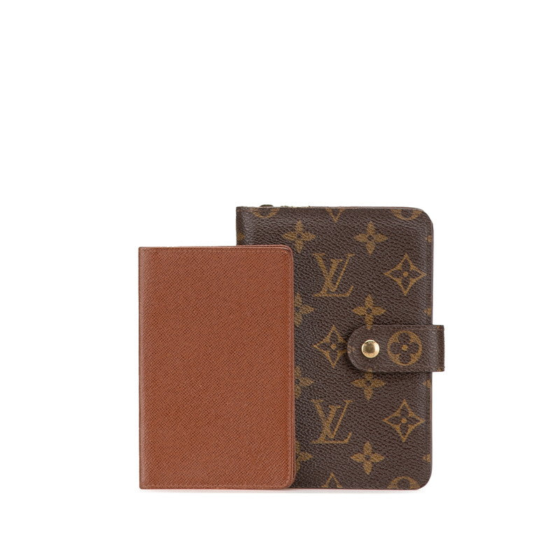 ルイ ヴィトン モノグラム ポルトパピエ ジップ 二つ折り財布 M61207 ブラウン PVC レザー レディース LOUIS VUITTON 【中古】