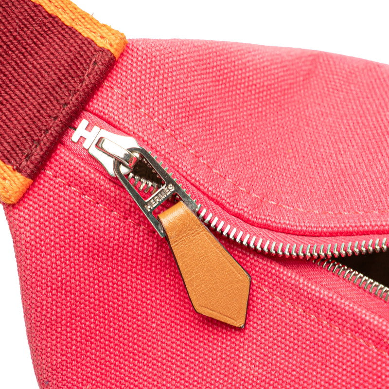 エルメス ブリッド ア ブラックPM ハンドバッグ ポーチ ハイビスカス ピンク オレンジ キャンバス レディース HERMES 【中古】