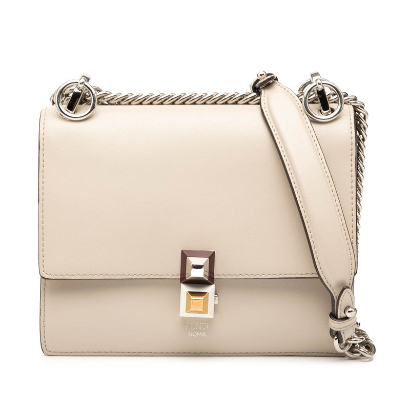 フェンディ キャナイ チェーン ショルダーバッグ 8M0381 ベージュ レザー レディース FENDI 【中古】
