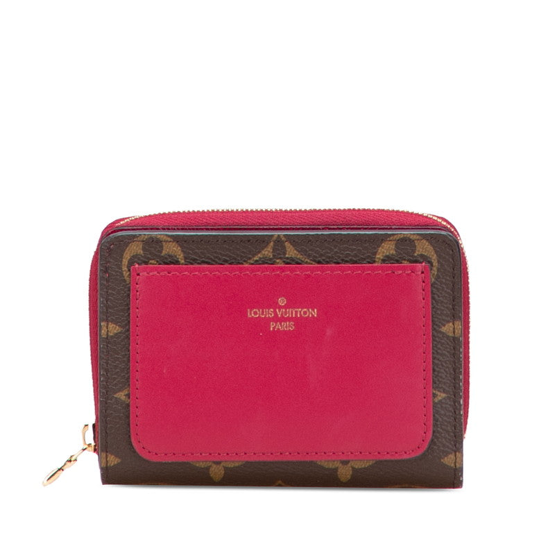ルイ ヴィトン モノグラム ポルトフォイユ ルー 二つ折り財布 M82377 ブラウン フューシャ PVC レディース LOUIS VUITTON 【中古】