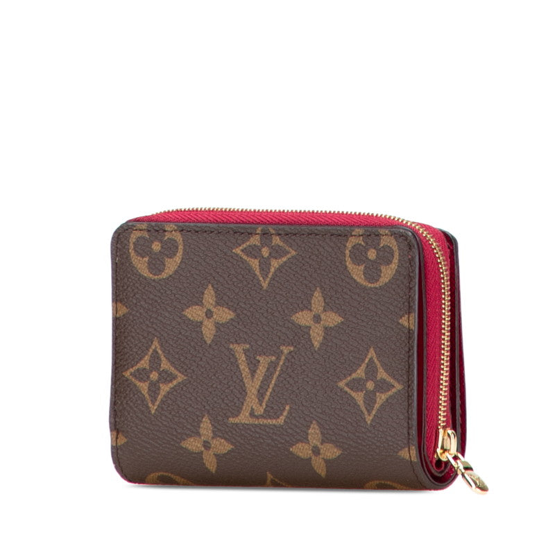 ルイ ヴィトン モノグラム ポルトフォイユ ルー 二つ折り財布 M82377 ブラウン フューシャ PVC レディース LOUIS VUITTON 【中古】
