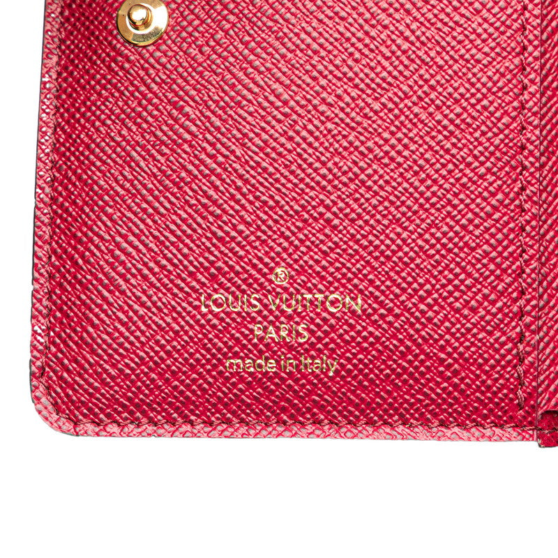 ルイ ヴィトン モノグラム ポルトフォイユ ルー 二つ折り財布 M82377 ブラウン フューシャ PVC レディース LOUIS VUITTON 【中古】