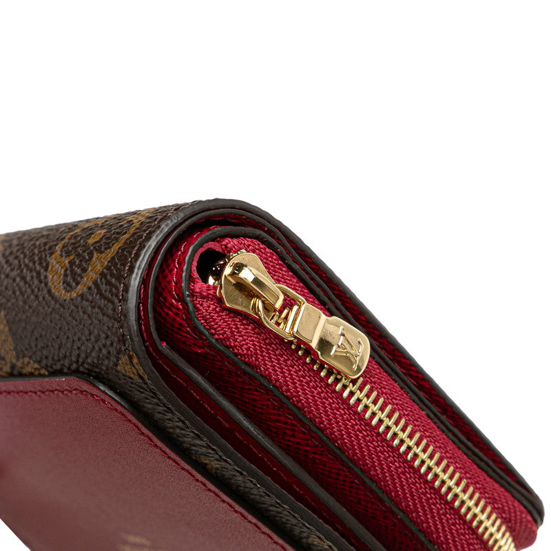 ルイ ヴィトン モノグラム ポルトフォイユ ルー 二つ折り財布 M82377 ブラウン フューシャ PVC レディース LOUIS VUITTON 【中古】