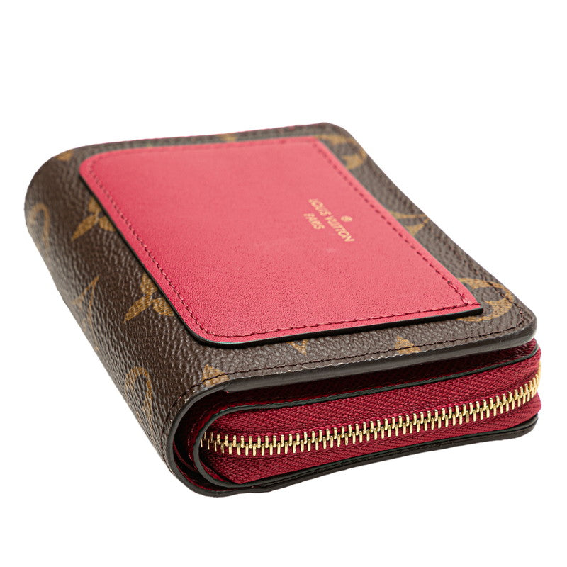 ルイ ヴィトン モノグラム ポルトフォイユ ルー 二つ折り財布 M82377 ブラウン フューシャ PVC レディース LOUIS VUITTON 【中古】