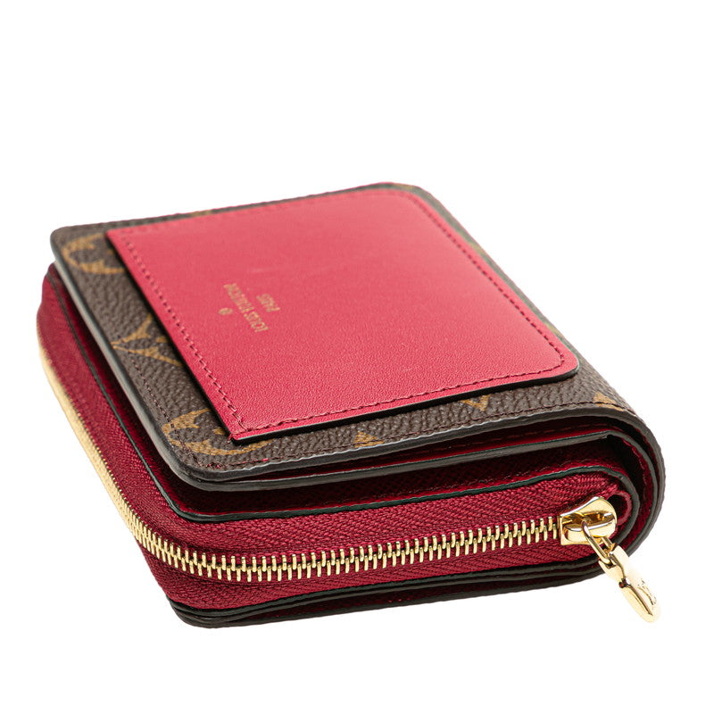 ルイ ヴィトン モノグラム ポルトフォイユ ルー 二つ折り財布 M82377 ブラウン フューシャ PVC レディース LOUIS VUITTON 【中古】