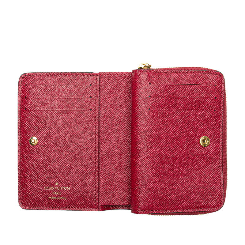 ルイ ヴィトン モノグラム ポルトフォイユ ルー 二つ折り財布 M82377 ブラウン フューシャ PVC レディース LOUIS VUITTON 【中古】