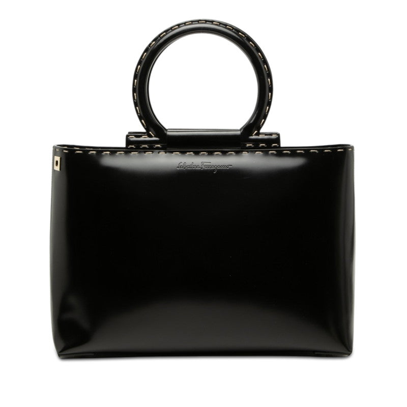 サルヴァトーレフェラガモ ハンドバッグ ブラック レザー レディース Salvatore Ferragamo 【中古】
