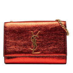 サンローラン YSLロゴ カサンドラ チェーン ショルダーバッグ レッド ゴールド レザー レディース SAINT LAURENT 中古