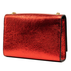 サンローラン YSLロゴ カサンドラ チェーン ショルダーバッグ レッド ゴールド レザー レディース SAINT LAURENT 中古