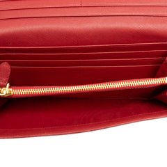 プラダ ロゴ 長財布 1M1132 レッド サフィアーノレザー レディース PRADA 【中古】