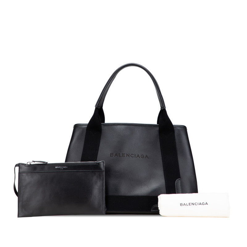 バレンシアガ ネイビーカバス S ハンドバッグ 339933 ブラック レザー レディース BALENCIAGA 【中古】