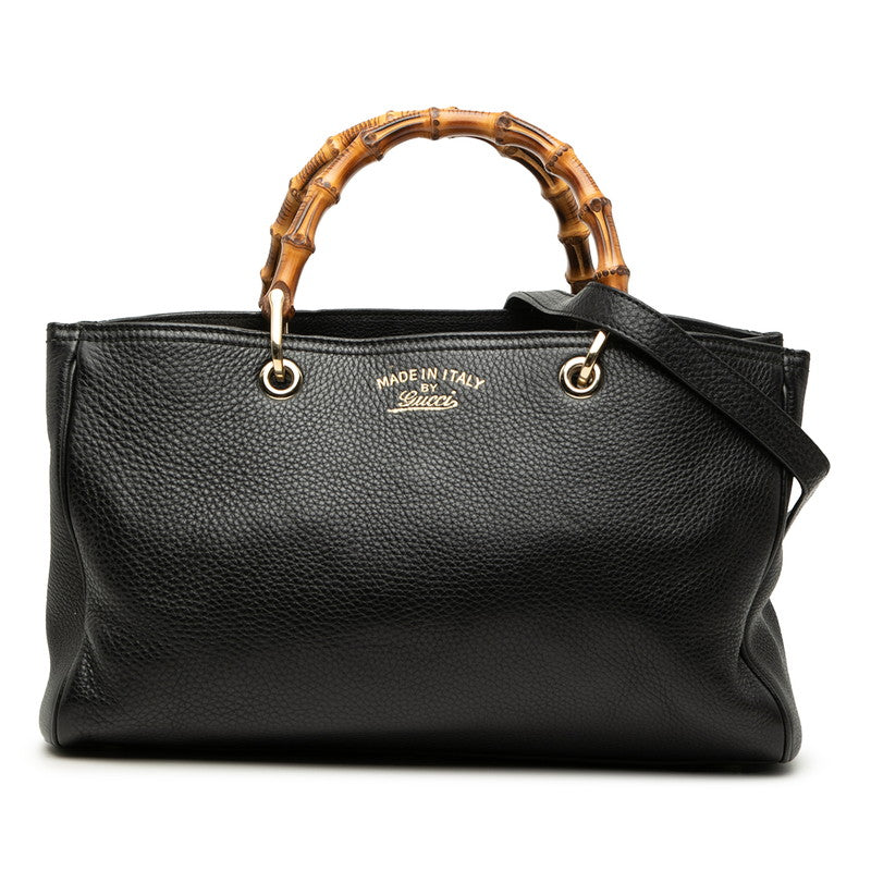 グッチ バンブー ハンドバッグ ショルダーバッグ 2WAY 323660 ブラック レザー レディース GUCCI 【中古】