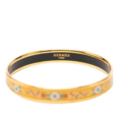 エルメス エマイユPM 七宝焼き フラワー バングル ゴールド メッキ GP レディース HERMES 【中古】