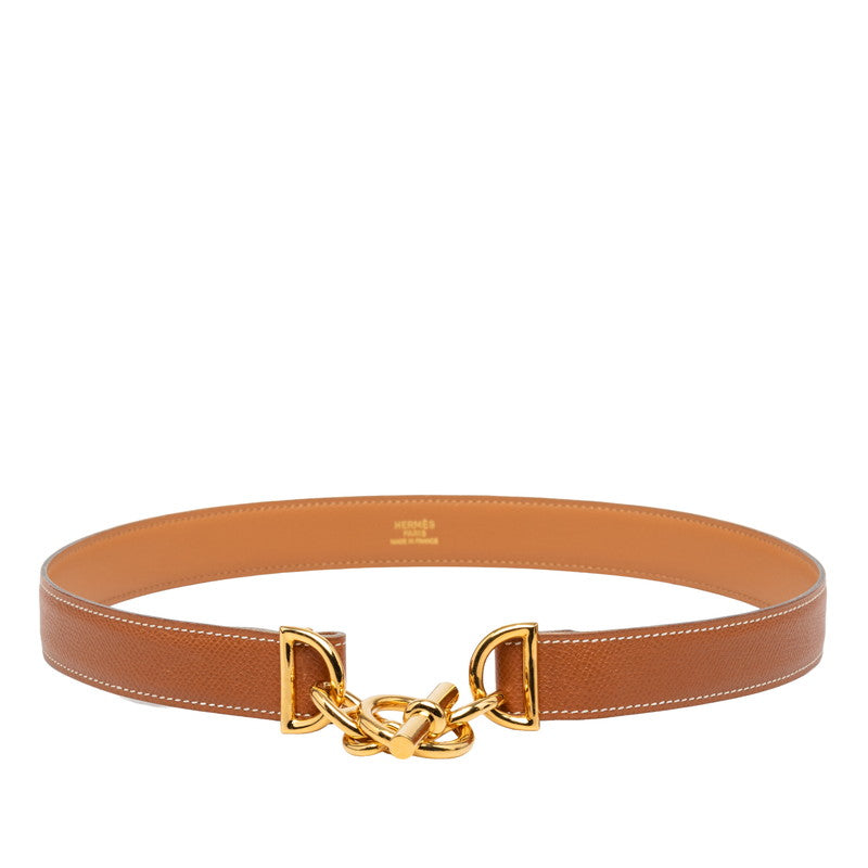 エルメス シェーヌダンクル ベルト サイズ:75 ブラウン系 レザー レディース HERMES 【中古】