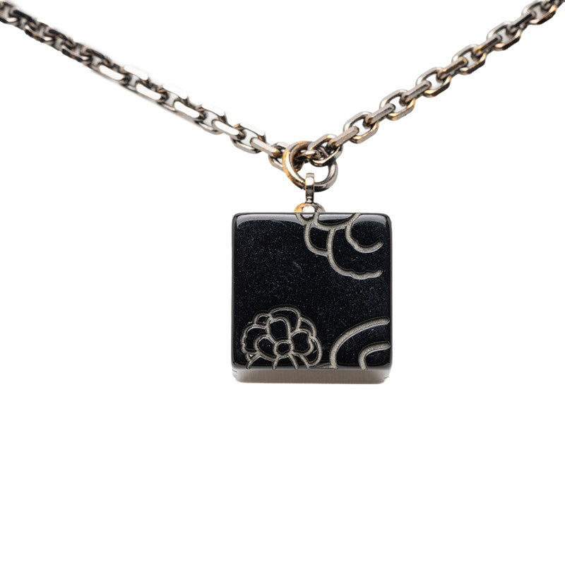 シャネル ココマーク カメリア キューブ ネックレス ブラック プラスチック メタル レディース CHANEL 中古