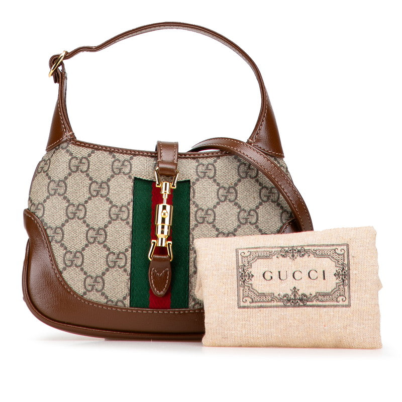 グッチ GGスプリーム ジャッキー 1961 ショルダーバッグ 637092 ベージュ ブラウン PVC レザー レディース GUCCI 【中古】