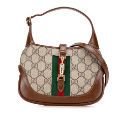 グッチ GGスプリーム ジャッキー 1961 ショルダーバッグ 637092 ベージュ ブラウン PVC レザー レディース GUCCI 【中古】
