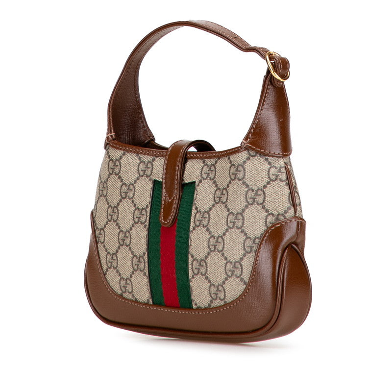 グッチ GGスプリーム ジャッキー 1961 ショルダーバッグ 637092 ベージュ ブラウン PVC レザー レディース GUCCI 【中古】