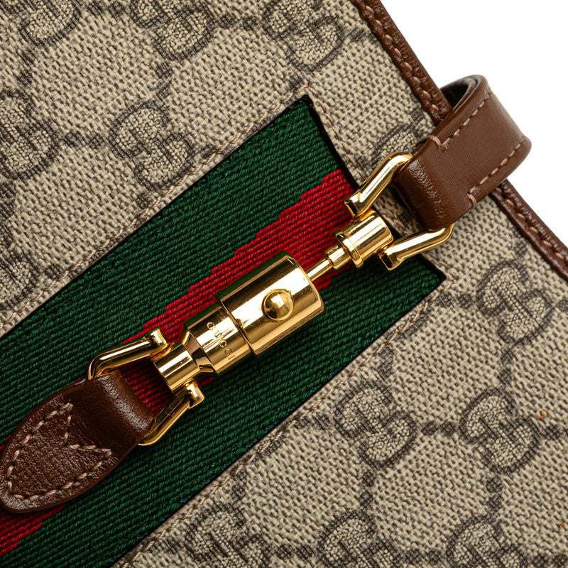 グッチ GGスプリーム ジャッキー 1961 ショルダーバッグ 637092 ベージュ ブラウン PVC レザー レディース GUCCI 【中古】