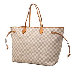 ルイ ヴィトン ダミエ アズール ネヴァーフルGM トートバッグ ショルダーバッグ N51108 ホワイト PVC レザー レディース LOUIS VUITTON 【中古】