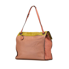 ボッテガヴェネタ イントレチャート ワンショルダーバッグ ピンク イエロー レザー レディース BOTTEGAVENETA 【中古】