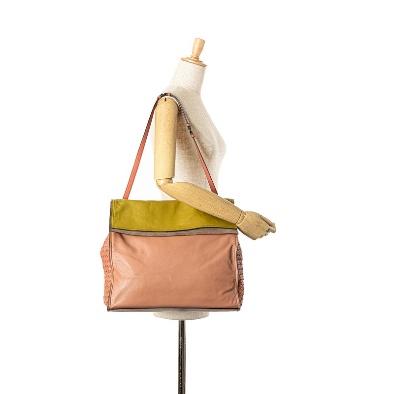 ボッテガヴェネタ イントレチャート ワンショルダーバッグ ピンク イエロー レザー レディース BOTTEGAVENETA 【中古】