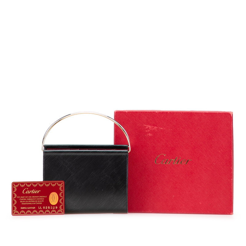 カルティエ トリニティ ハンドバッグ ウォレットバッグ ブラック ゴールド レザー メッキ レディース CARTIER 【中古】