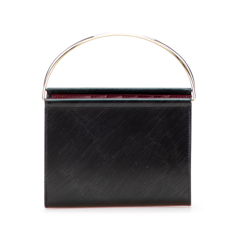 カルティエ トリニティ ハンドバッグ ウォレットバッグ ブラック ゴールド レザー メッキ レディース CARTIER 【中古】