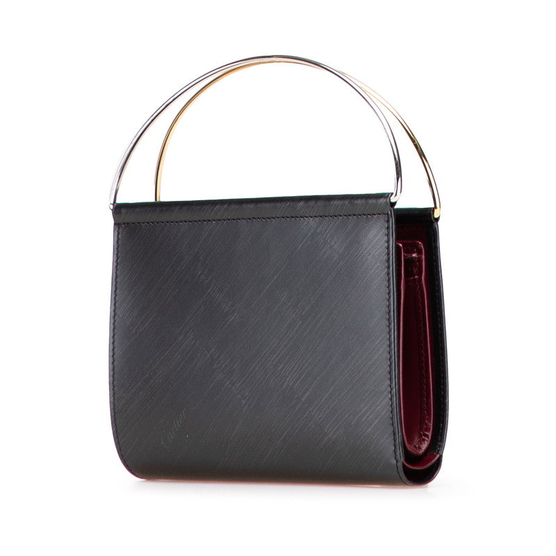 カルティエ トリニティ ハンドバッグ ウォレットバッグ ブラック ゴールド レザー メッキ レディース CARTIER 【中古】