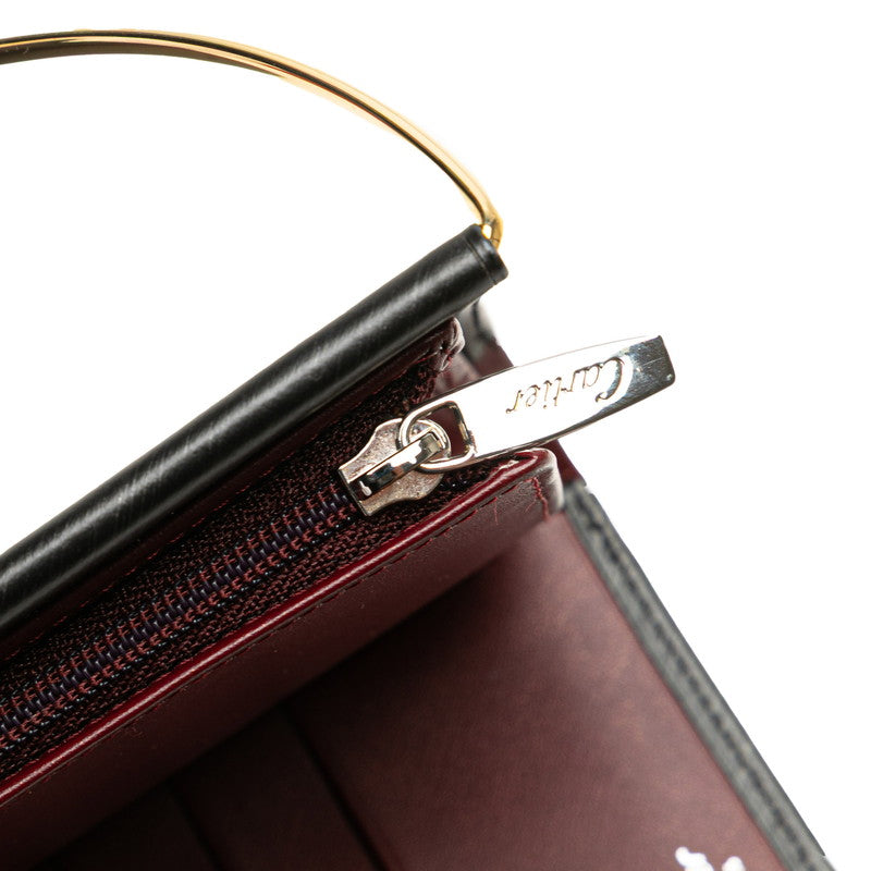 カルティエ トリニティ ハンドバッグ ウォレットバッグ ブラック ゴールド レザー メッキ レディース CARTIER 【中古】