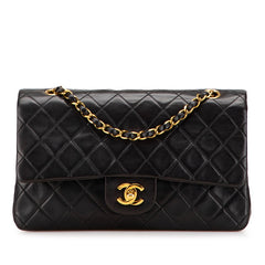 シャネル ココマーク マトラッセ25 ダブルフラップ チェーン ショルダーバッグ ブラック ラムスキン レディース CHANEL 【中古】