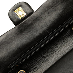 シャネル ココマーク マトラッセ25 ダブルフラップ チェーン ショルダーバッグ ブラック ラムスキン レディース CHANEL 【中古】