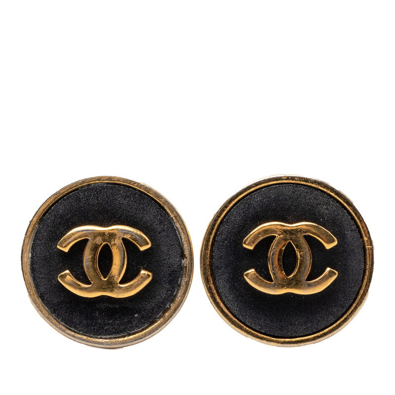 シャネル ココマーク ラウンド イヤリング ゴールド ブラック メッキ レディース CHANEL 【中古】