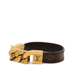 ルイ ヴィトン モノグラム ブラスレ モノチェーン ブレスレット M6784 ブラウン ゴールド PVC メッキ メンズ LOUIS VUITTON 【中古】
