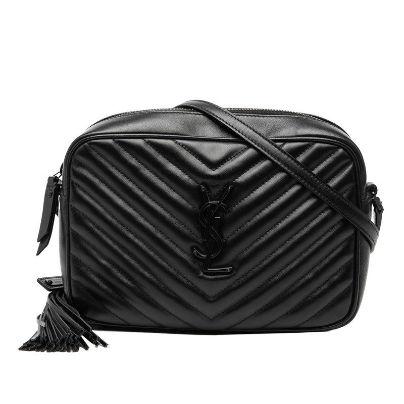サンローラン Vステッチ タッセル ルー ショルダーバッグ カメラバッグ 574494 ブラック レザー レディース SAINT LAURENT 【中古】