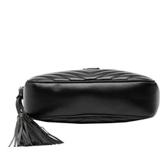 サンローラン Vステッチ タッセル ルー ショルダーバッグ カメラバッグ 574494 ブラック レザー レディース SAINT LAURENT 【中古】