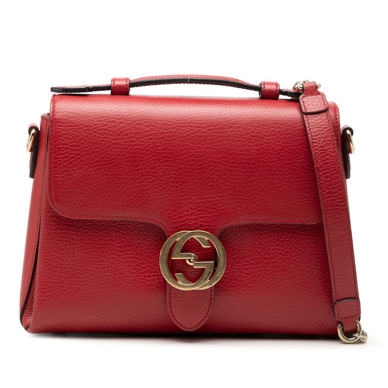 グッチ インターロッキングG ハンドバッグ ショルダーバッグ 2WAY 510302 レッド レザー レディース GUCCI 中古