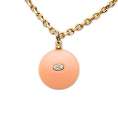 シャネル ココマーク チェーン ネックレス オレンジ系 ゴールド プラスチック フェイクパール メッキ レディース CHANEL 【中古】