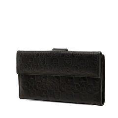 グッチ ホースビット柄 筆記体ロゴ 長財布 Wホック 231837 ブラック レザー レディース GUCCI 【中古】