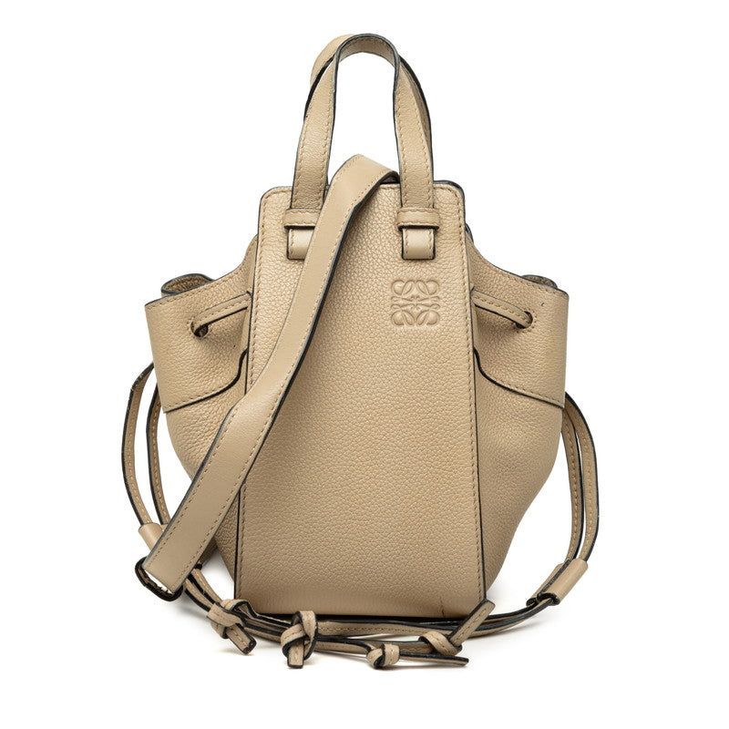 ロエベ アナグラム ハンモック ミニ ハンドバッグ ショルダーバッグ 2WAY ベージュ レザー レディース LOEWE 【中古】