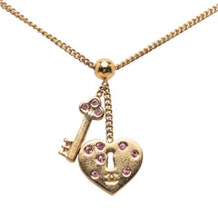 シャネル ハート キー モチーフ ネックレス ゴールド パープル メッキ ラインストーン レディース CHANEL 【中古】