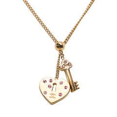 シャネル ハート キー モチーフ ネックレス ゴールド パープル メッキ ラインストーン レディース CHANEL 【中古】