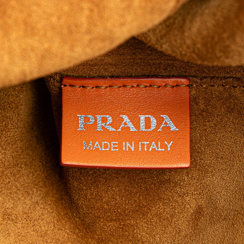 プラダ ガレリア 三角ロゴプレート ハンドバッグ ショルダーバッグ 2WAY オレンジ レザー レディース PRADA 【中古】