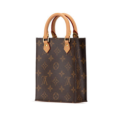 ルイ ヴィトン モノグラム プティット サックプラ ハンドバッグ ショルダーバッグ 2WAY M69442 ブラウン PVC レザー レディース LOUIS VUITTON 中古