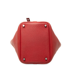 エルメス ピコタンロックPM ハンドバッグ □R 2014 レッド シルバー金具 トリヨンクレマンス レディース HERMES 【中古】