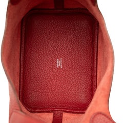 エルメス ピコタンロックPM ハンドバッグ □R 2014 レッド シルバー金具 トリヨンクレマンス レディース HERMES 【中古】